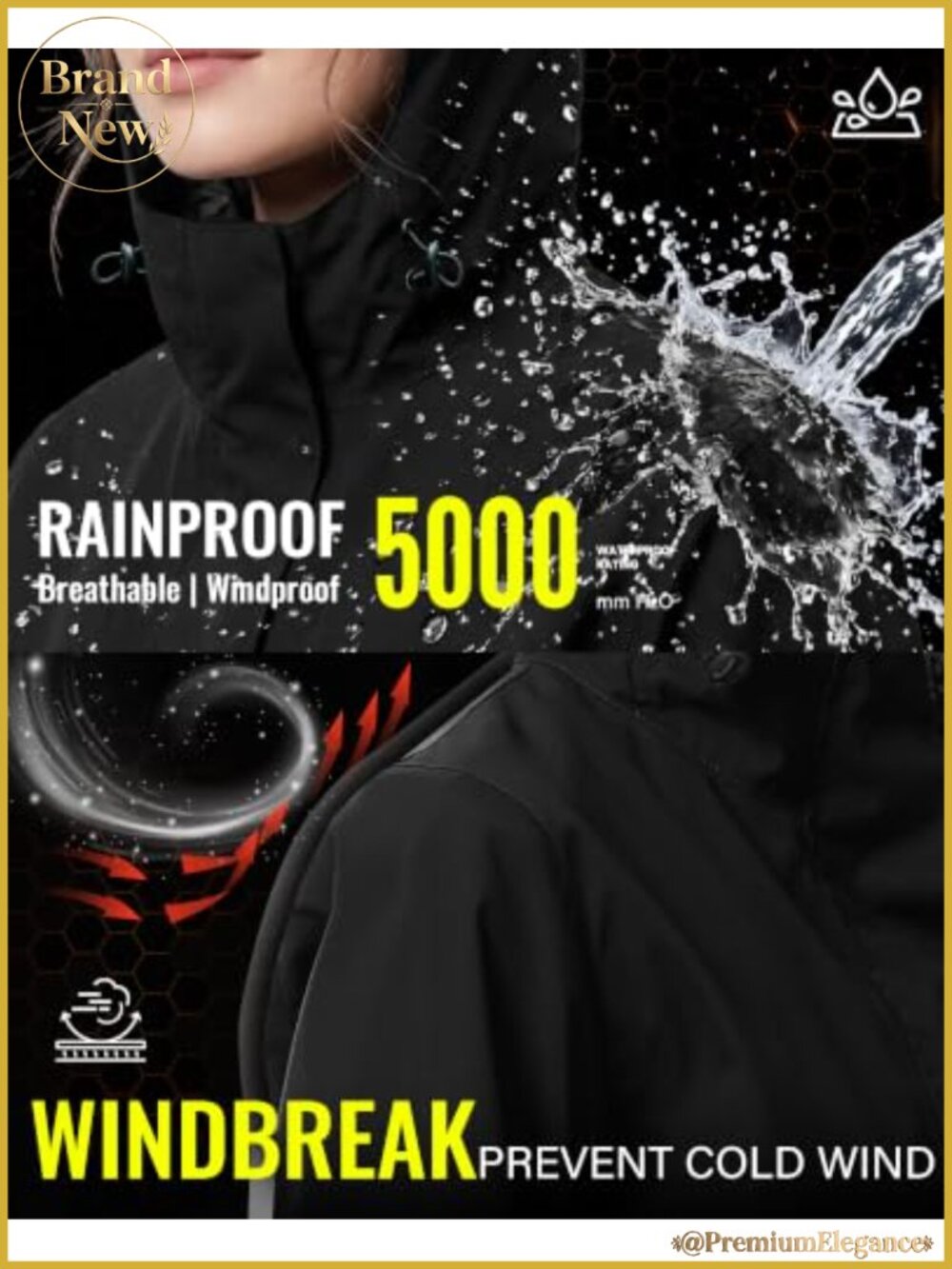 Women's Waterproof Hooded Rain Jacket Long Windbreaker Packable - Picture 2 of 5